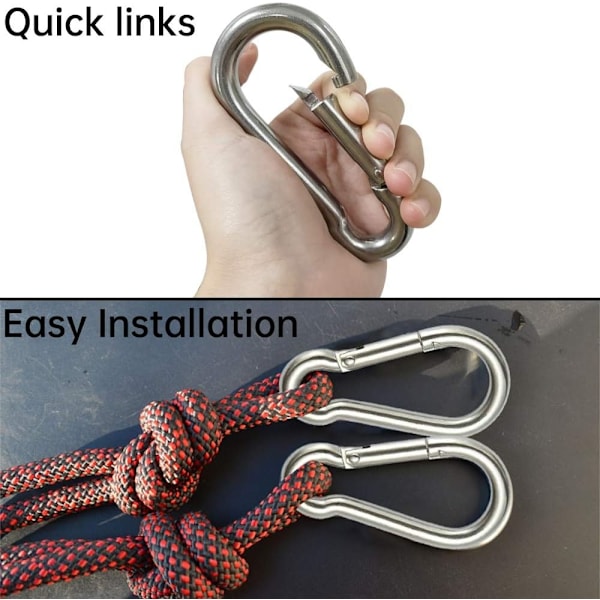 4 Tommer Fjeder Snap Hook Karabiner - 304 Rustfrit Stål Snap Hook Heavy Duty Karabiner Clip Sikkerhedslås