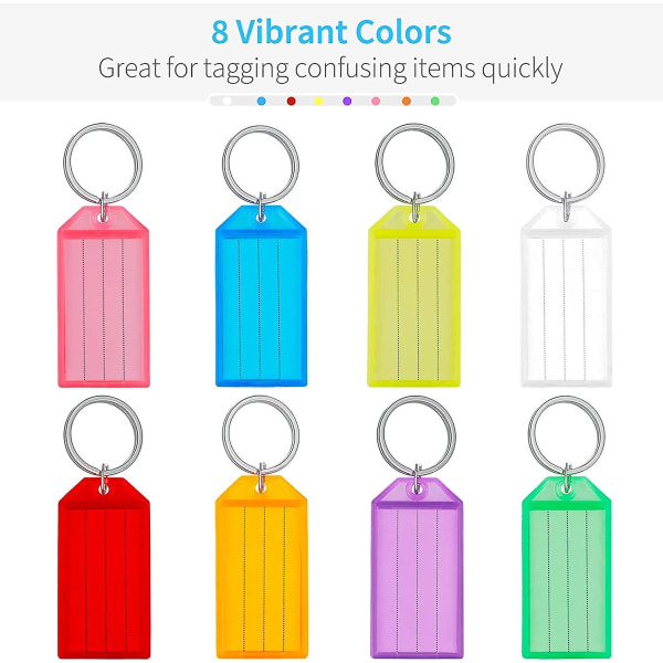 24-pack tuffa plastnyckelbrickor med delat ringetikettfönster, olika färger