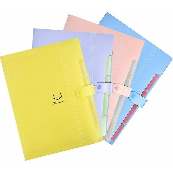 Set med 4 DokumentSorterare, A4 DokumentSorterare Accordionmapp, Dokument Hållare Fickmapp, Utbyggbara Dokument Hållare, Dokument Organiserare Kompatibel