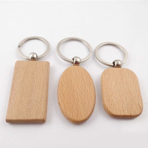 Tyhjät puiset avaimenperän avaimenperät ja halkaistu sormus Puutarvikkeet Tee itse lahjat (6 kpl, puun väri)