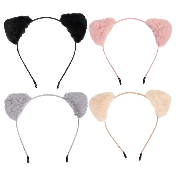 4pcs Colorful Cat Ear Hair Lovely Headwear Kids Hair Ear Headbands18x15cm