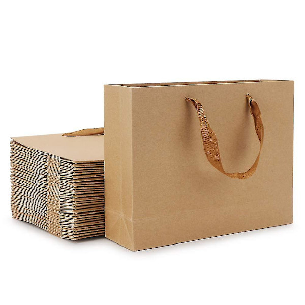 Kraftpapperspåsar, 21 cm x 8 cm x 27 cm, 20 st Bruna Kraftpapperspresentpåsar med Mjukt Tyg
