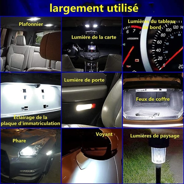 2 stk Hvite T10 3030 2smd Led Bilpærer Lampe Høy Illuminum Led Kjørelys Sidelys Led Blinklys For Pæreplate Led Nattelys Motorsykkel