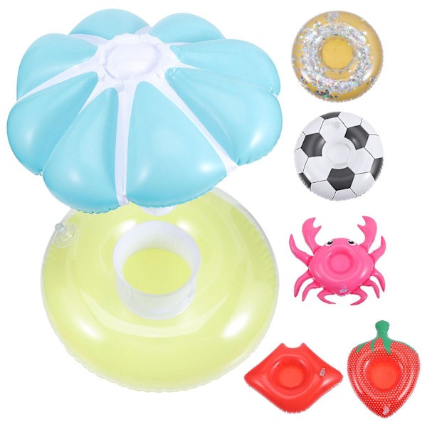 6 stk. Pool Drikkeholder Flydeopholdbare Drikkeholdere Flydende Kopholdere Drikkeflyde til Pool Party Assorted Color 35x21cm
