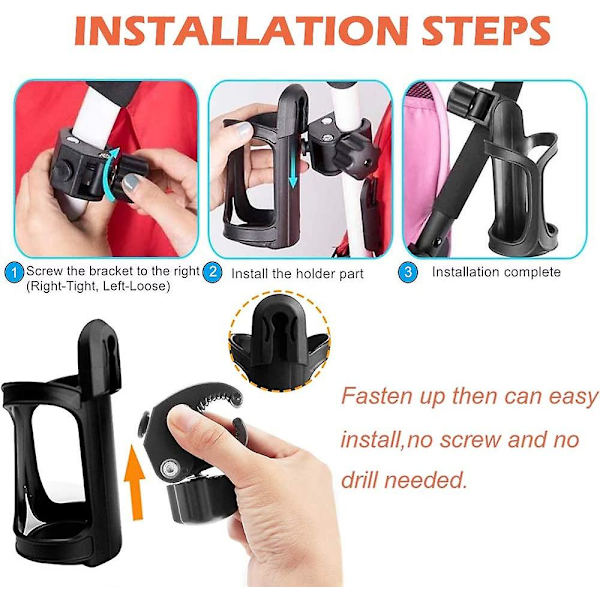 2-pak Vandflaskeholder til Cykel, Cykelkopholder, Cykelvandflaskeholder, Universal 360 Graders Rotation, Til Barnevogne, Mountainbike