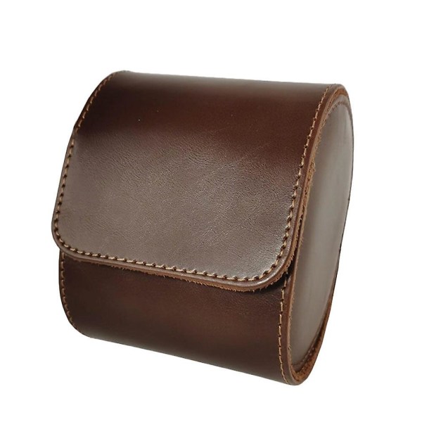 1st Enkeltplats Bärbar Urbox Retro Urorganisatör Läder Urhållare Brun 10X8.2CM Brown 10X8.2CM