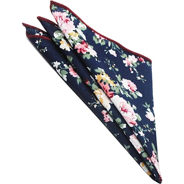 Herrar Casual Smal Blommig Slips Kombo Set med Blommig Fickduk Bomulls Slips Handgjord Slips Set (2 st)