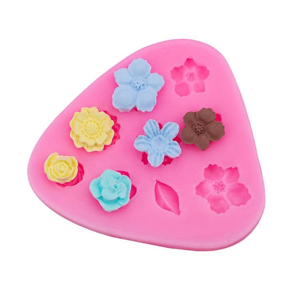 Blomsterform Silikone DIY Chokolade Kageform Bageforme Muffin Kiks Cookie Pander Cookie Fondant (2 stk)