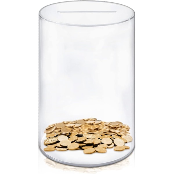Uåbningsbar sparegris, transparent akryl sparegris til voksne og børn, 20 x 13 x 13 cm_ryy
