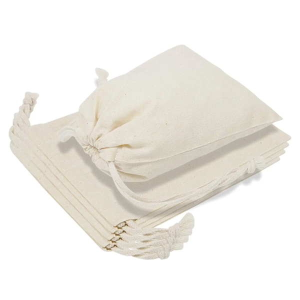 Bomulls Oppbevaringsposer med Trekkstreng 30*35cm Multifunksjonell - Lerret Stoff Brødposer - Matvarer i Bulk - Gjenbrukbare poser - Naturlig