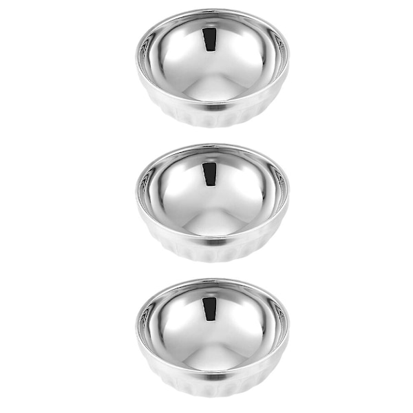 3 stk Salatboller i Rustfritt Stål Dobbeltlags Varmeisolasjonsbolle Matbeholdere Sølv 13,5X13,5X6,3CM Silver 13.5X13.5X6.3CM
