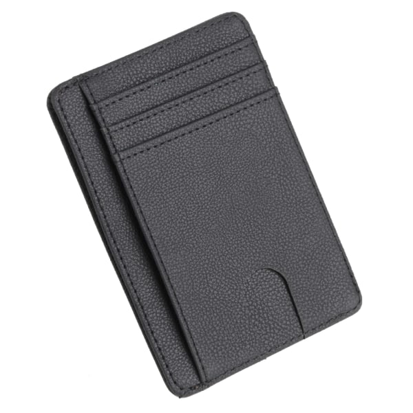 Ohut minimalistinen lompakko, etutaskulompakot, RFID-esto, nahkainen luottokorttipidike miehille, naisille, musta