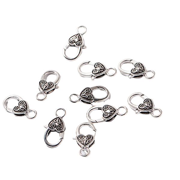 40 Pcs Antique Silver Alloy Clasp Love Shaped Buckles Diy Jewelry Making Accessory For Necklace Brac