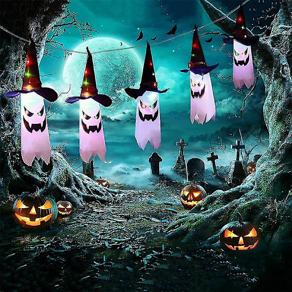 Halloween-koristeet, 11,5 jalkaa värikkäitä LED-haamu-jouluvaloja, pelottava Halloween-sisustus