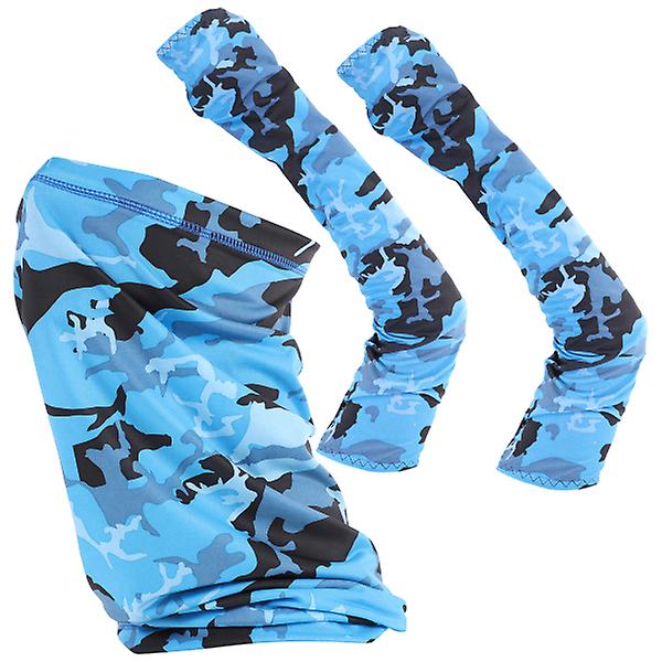 1 Sæt Sports Arm Sleeves Ansigtshalstørklæde Armdækker UV Beskyttelse Arm Sleeves Blå 39X23CM Blue 39X23CM