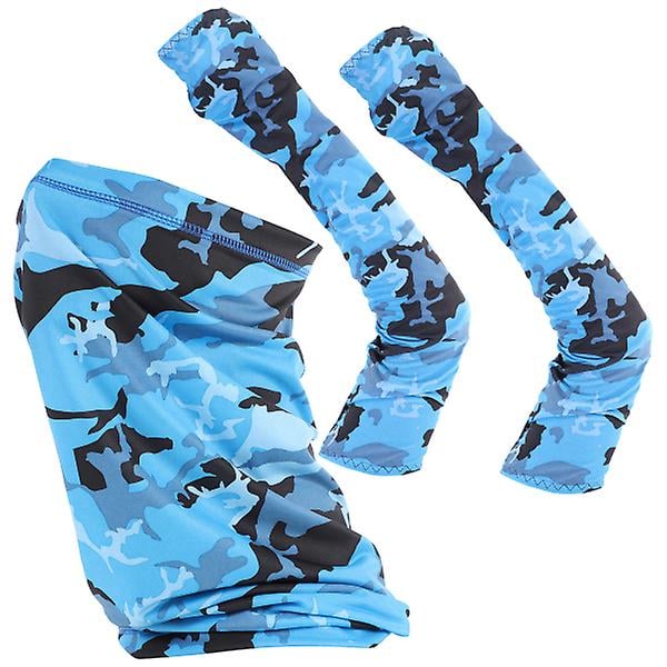 1 Set Sportarmbands Ansiktshalsduk Armöverdrag UV-skydd Armöverdrag Blå 39X23CM Blue 39X23CM