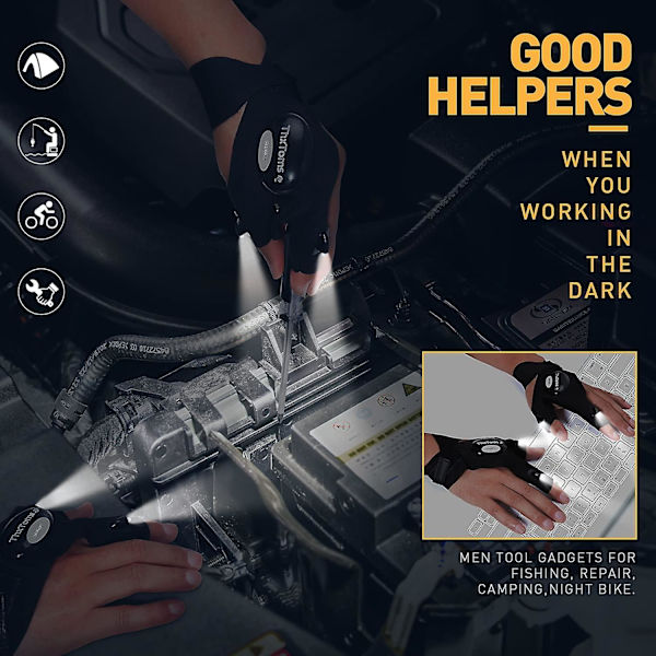 LED-ficklamphandskar, Handsfree Ljus Handskar, Halloween Jul Födelsedagspresent Idé För Män Kvinnor Som Har Allt, Coola Gadget Verktyg För Camping