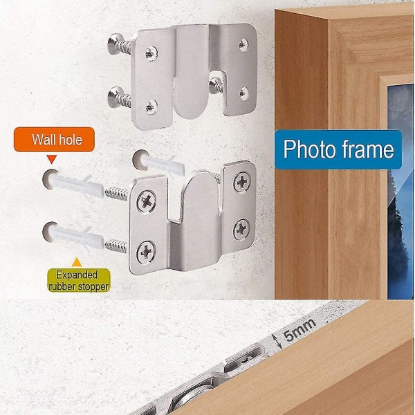 Concealed Mounting Brackets Recessed Interlocking Rings Stainless Steel Wall Mount Hardware Hanging Mirror Frame Backsplash, 6 Pairs [pack Of 12]