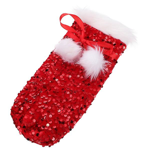 1 stk Julevinflaskepose Vinflaske Oppbevaringspose Spisebord Vinflaskedeksel Rød 28X13X1.5CM Red 28X13X1.5CM