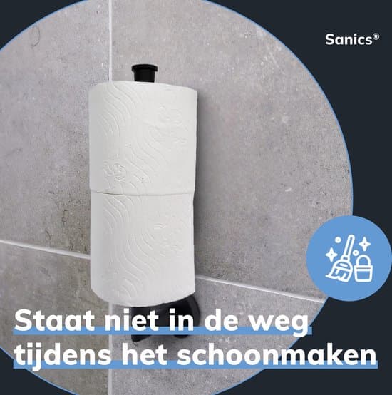 Sanics Vægmonteret Toiletpapirholder, Mat Sort Rustfrit Stål Reserve Toiletpapirholder til 2 Ruller, Pladsbesparende til Badeværelset