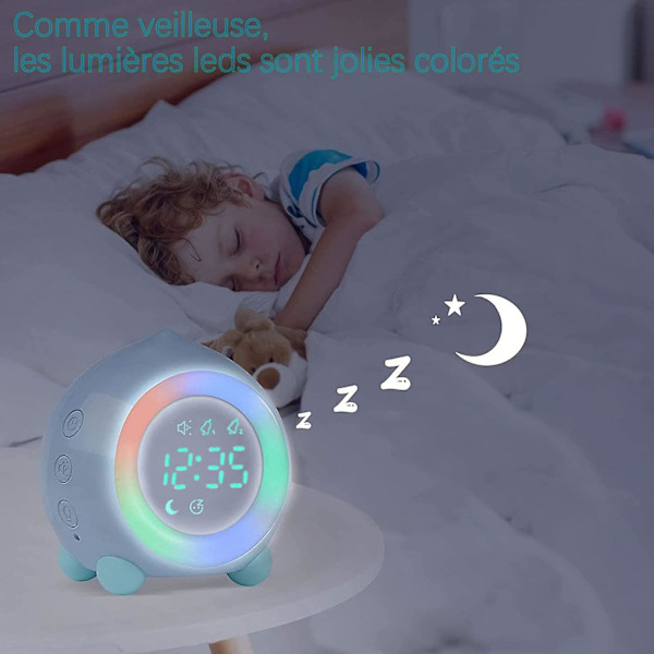 Lyserød Alarmur til Børn Digital LED Natlampe Smart USB Musik Kalender Barn Pige Dreng Baby Gave Udvikle Søvn Blå Alarmur