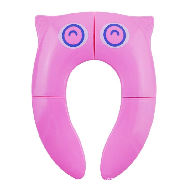 Bærbart pottesæde til småbørnsrejser - Sammenfoldeligt skridsikkert pottetræning toiletsædebetræk til piger, babybørn med snorepose (pink ugle)