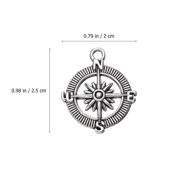 100 st Måneörhängen Resesmycken Hantverksberlock Tiny Compass Charms Nyckelring Armband Klass CharmSilver2X2,5CM Silver 2X2.5CM