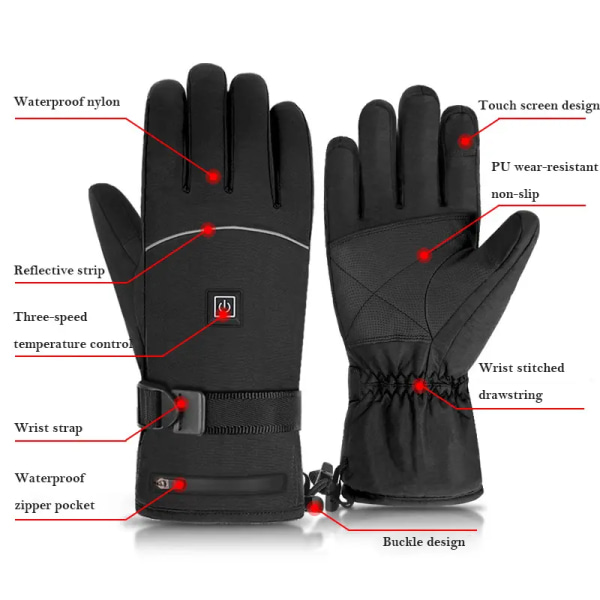 Oppvarmede hansker for menn kvinner, 2022 oppgraderte oppladbare 4000mAh oppvarmede hansker, elektriske hansker Batterioppvarmede hansker, berøringsskjerm vanntett oppvarming G