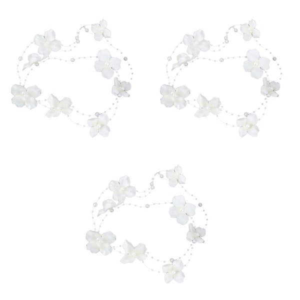 3 stk. Bryllups-Hårtilbehør Perle Stof Blomst Hårklips Pandebånd (hvid) 3 stk 3pcs