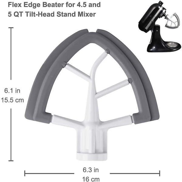 Edge Beater For Kitchenaid Tilt-head Stand Mixer, 4.5-5 Quart Flat Beater Paddle With Flexible Silicone Edges Bowl Scraper