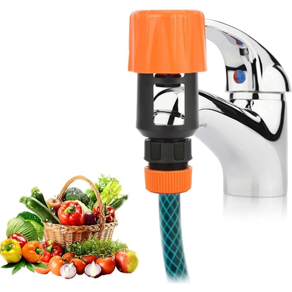Slangekobling, køkkenhavevandingshane Snap-kobling, køkkenslangeadapter Haneadapterværktøj til udendørs eller indendørs vandhaner (1 stk., Orange)