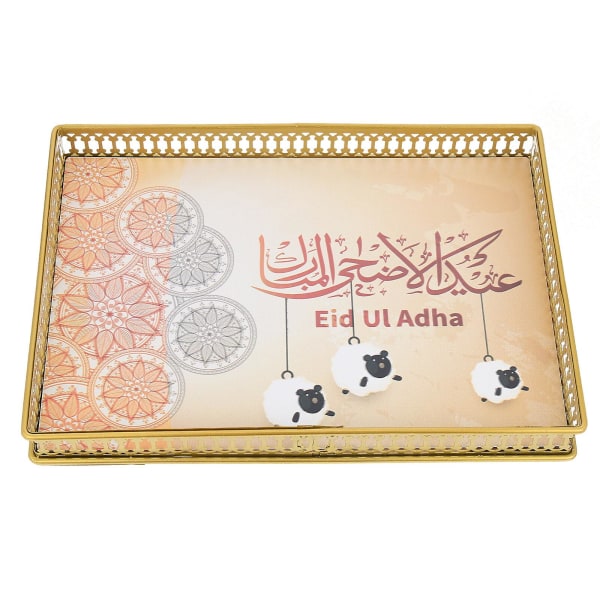 Ramadan-inspirert matbrett Dekorativ dessertfat Bord snacksfat Gull 28,5X20,5X4,5CM Golden 28.5X20.5X4.5CM