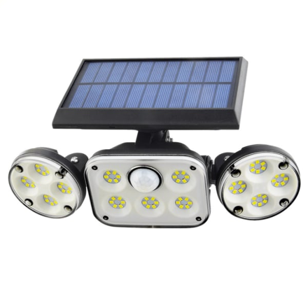 Solar lampa LED solar vägglampa tre huvuden utomhus vattentät vägglampa roterande människokroppen induktion trädgårdslampa（78 LED
