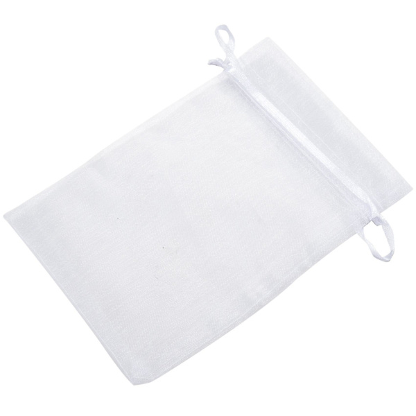 150 stycken 4 x 6 tum Organza Presentpåsar Dragkedja Smyckespåsar Bröllop Fest Favoritpåsar (vit
