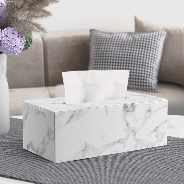 RYI) Marmorläder Rektangulär Tissue Box Kreativt Vardagsrum Te