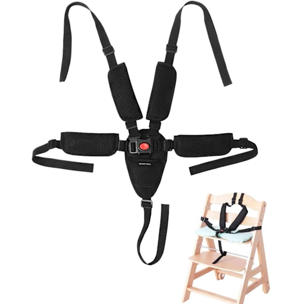 Universal 5-punktssele for babystol, justerbar sikkerhetssele for høystol, barnevogn, trygg beskyttelse for barn
