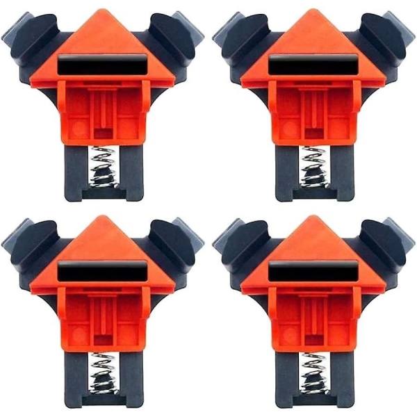 90 Graders Vinkel Träbearbetningshörnklämma, Rätvinkelklämma Fixer (4st, Orange)