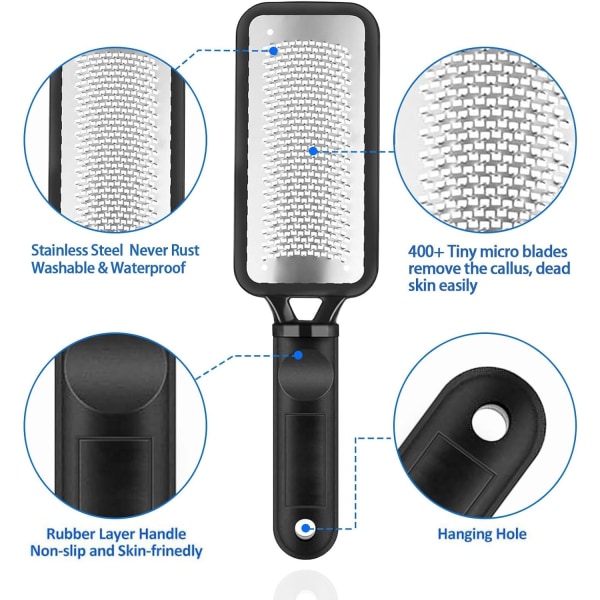 Fotfil, Fotrasp, Rustfritt Stål Pedikyr Hård Hudfjerner for Føtter, Metall Overflate Fotskrubb, Fotrasp for Hard Død Hud Eksfoliering