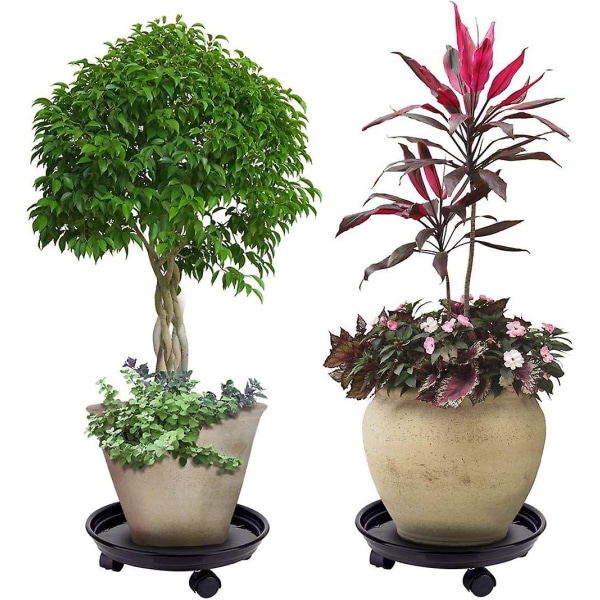 Pack Pp harts blomkrukställ med 4 universal hjul Blomväxt rörlig stödbricka för trädgård/inomhus/utomhus