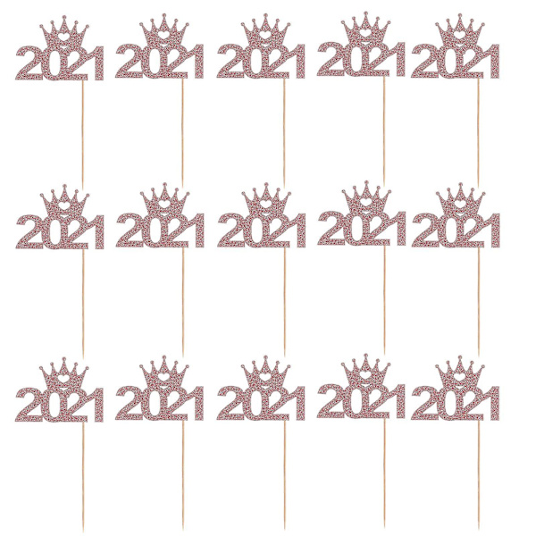 24 kpl Uusia Onnea Uusivuosi Jälkiruoka Leivonnaiset Koristeet Kakku Paperi Topperit 5.3X3.7cm Rose Gold Rose Gold 5.3X3.7cm
