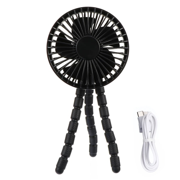 Flexible Tripod Fan Silent Rechargeable Outdoor Cooling Fan Portable Air CoolerBlack11x22cm