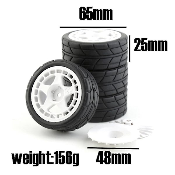 4 stk 12mm Hex 65mm Gummihjul Dekk Kompatibel Med Xv-01 -01 -02 Lc Racing Ptg-2 Hpi Wr8 1/10 Rc Bil,2