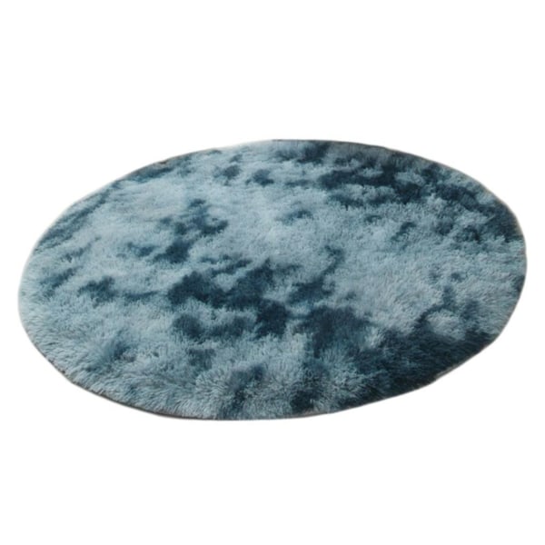 Rund dekorativ matte, 1 meter i diameter, lang fiber, myk og varm, perfekt for stue (120*120cm)