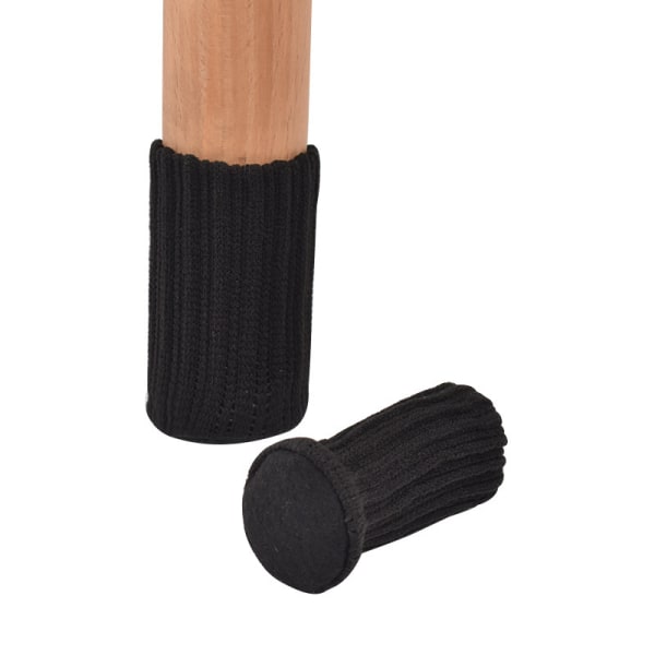 24 st Möbelbenstrumpor - svarta stickade möbelstrumpor, dubbeltjocka stolbensgolvskydd, hög elastisk stolsben