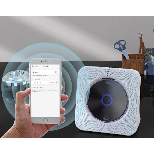 Bärbar CD-spelare med Bluetooth, CD-spelare för skrivbord med dubbla HiFi-högtalare för hem, CD-spelare med LCD-skärm/FM-radio/Du