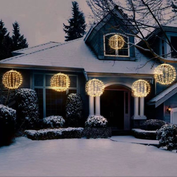 20*20cm Julekule med LED-lys, Vanntette Lysende Julekuler for Utendørs Innendørs Fest Hage Tre Dekorasjoner