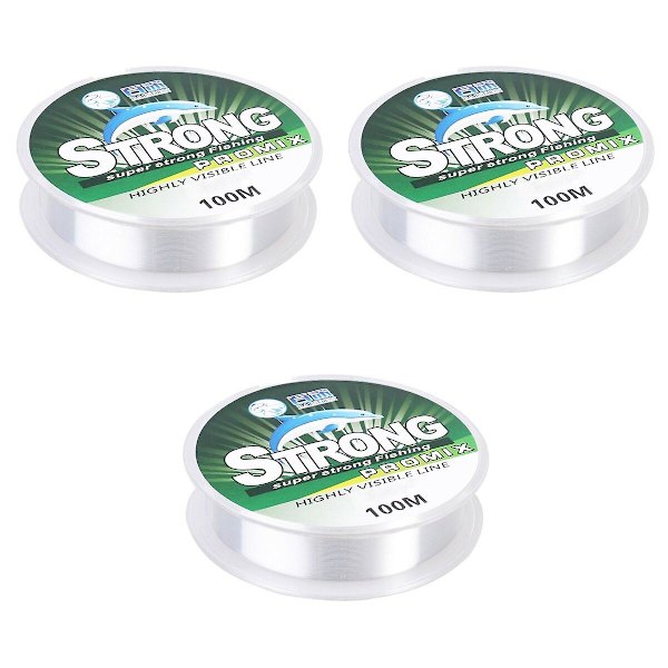 3 stk. 100m Klar Nylon Fiskesnor Rulle (3)3stk 3pcs