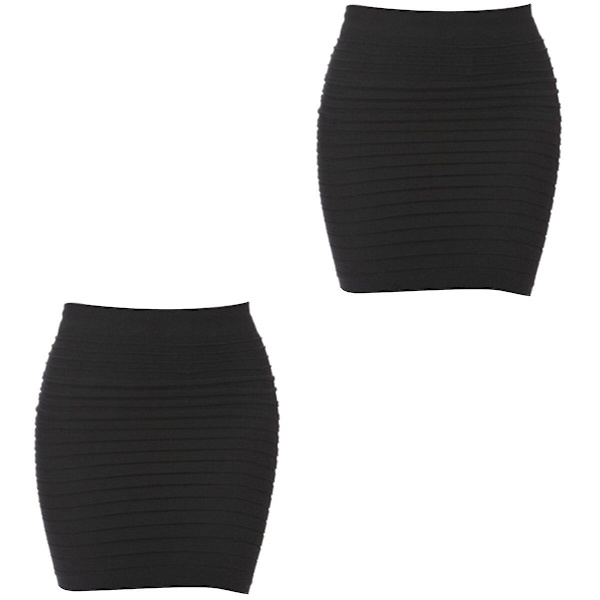 3-pack Elastiska Plisserade Korta Kjolar för Kvinnor, Hög Midja, Paket, Hip, Mode, Sexig, Damkläder (Svart)2 2pcs