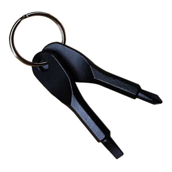 Bærbart utendørs multiverktøysskrutrekkerverktøy med nøkkelring, nødverktøy (5 sett, svart)