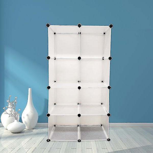 Vit 2x4 Grid Portabel Skoförvaringsorganisatör Torn Modulärt Skåp Hylla För Utrymmesbesparande Skohylla Hyllor För Skor, Stövlar, Tofflor